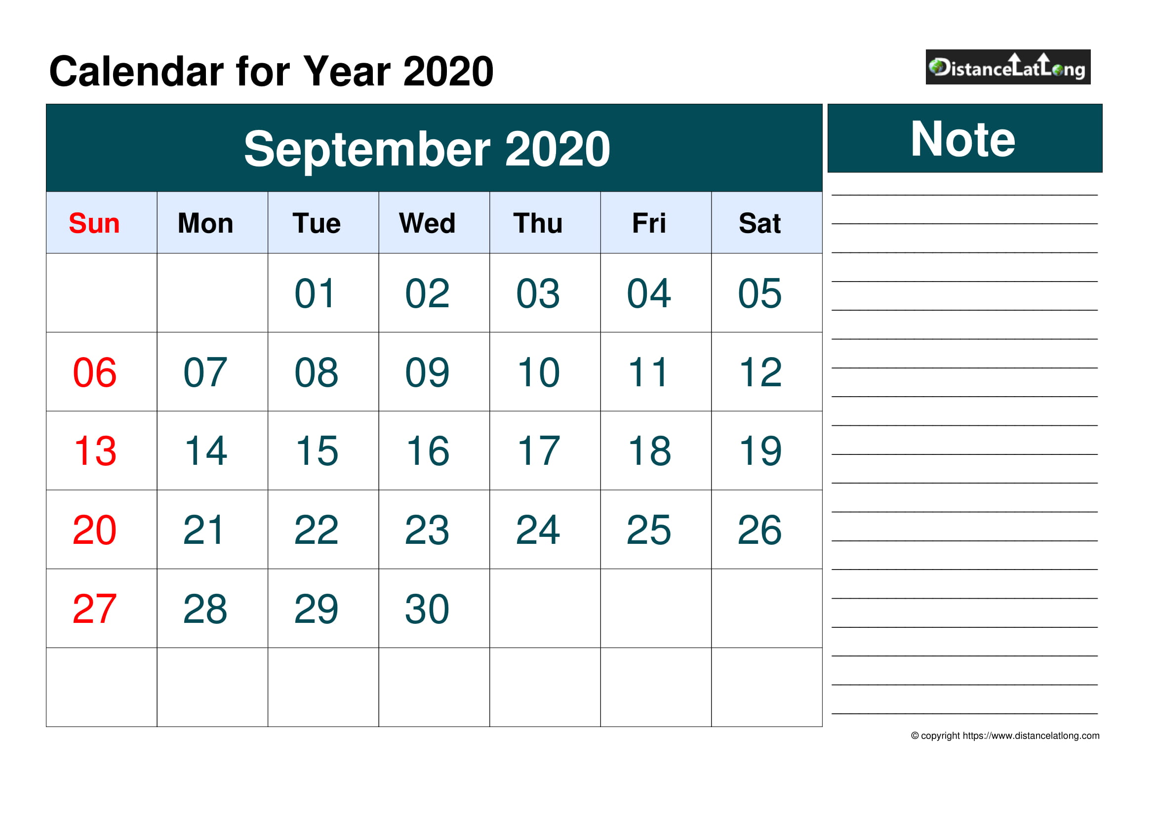 39+ September 2020 Calendar Printable Horizontal Background