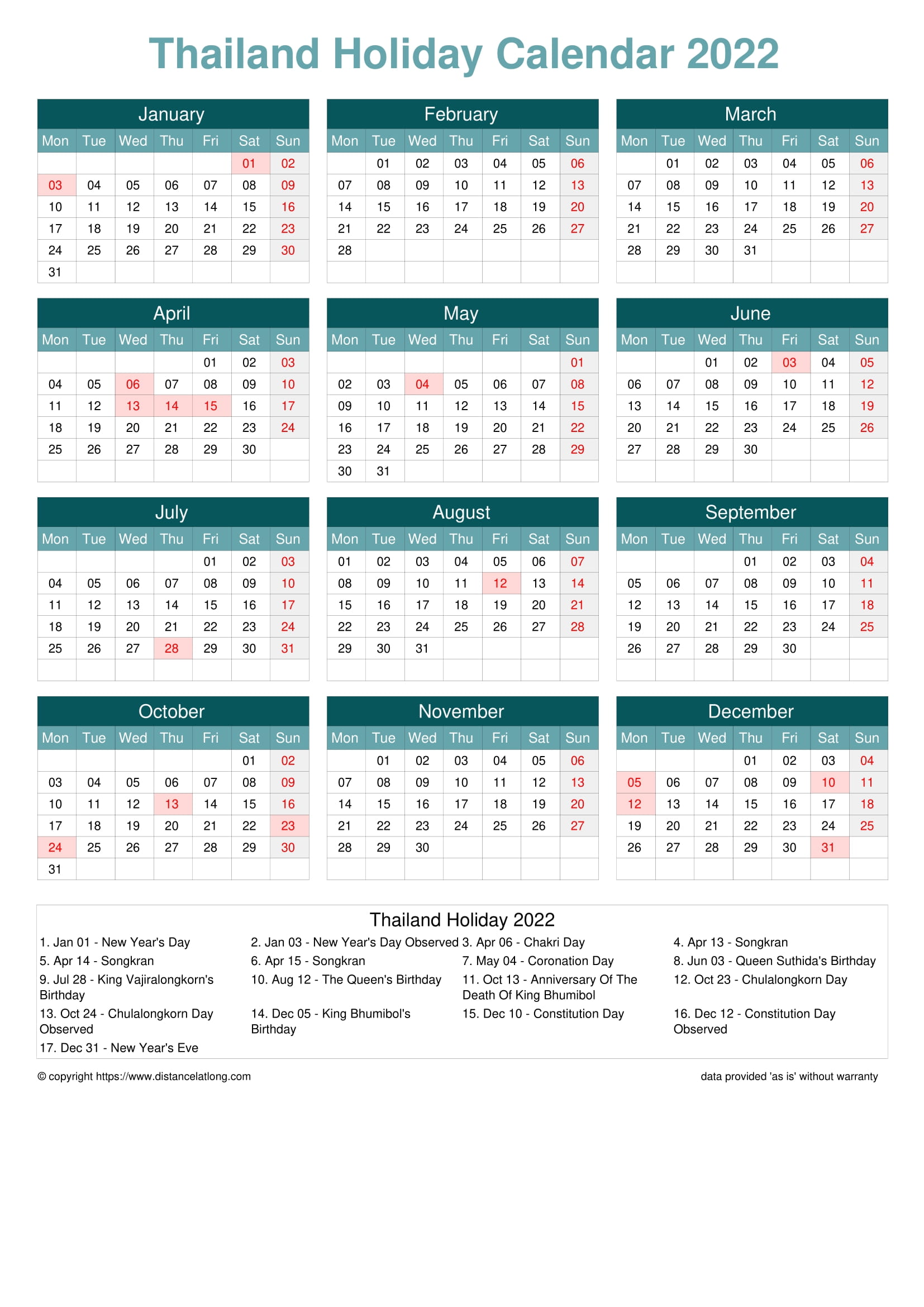 Holiday Calendar 2022 2022 Holiday Calendar Holidayportrait Orientation Free Printable Templates  - Free Download - Distancelatlong.com