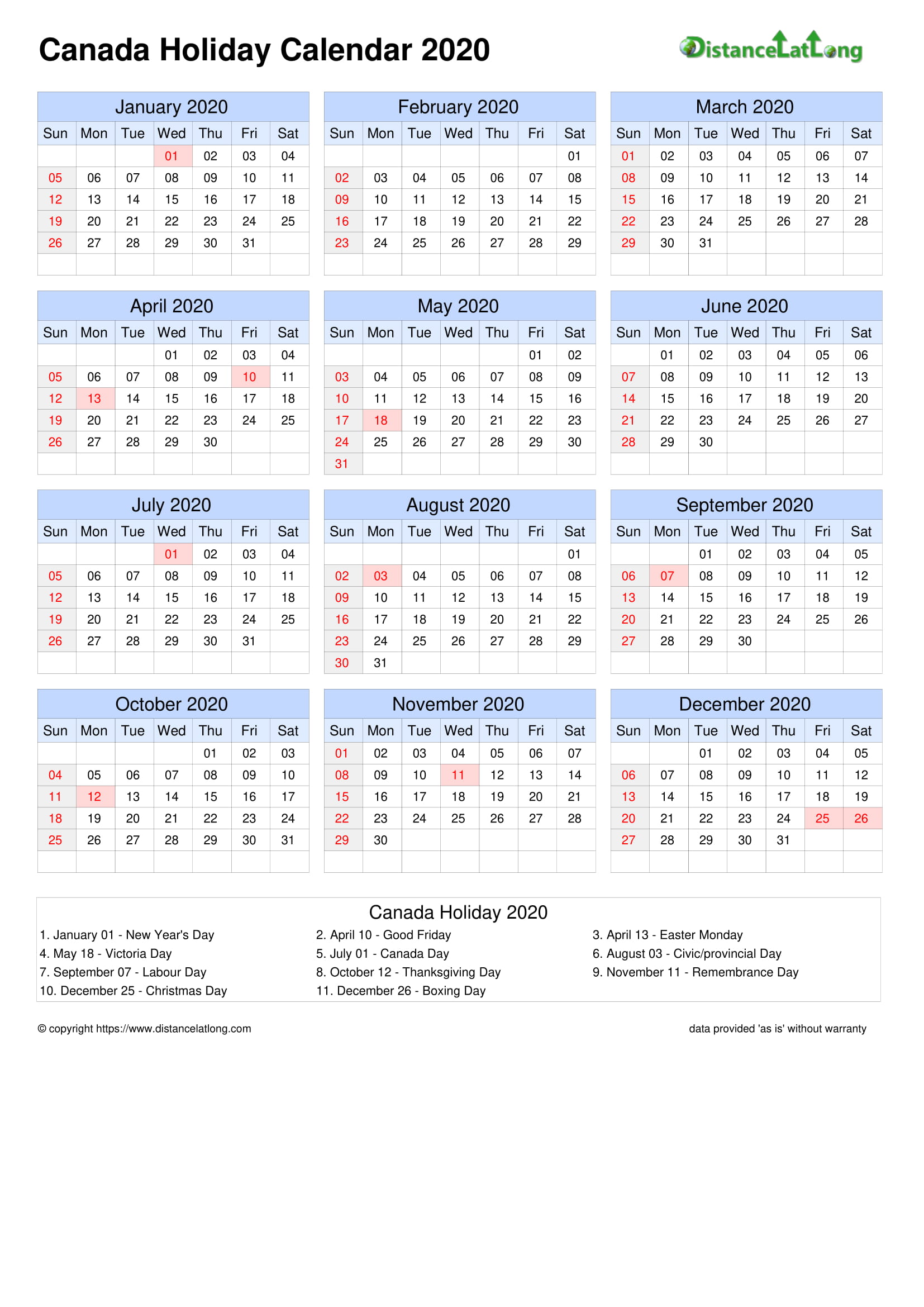 More 2020 Holiday Portrait Calendar Templates