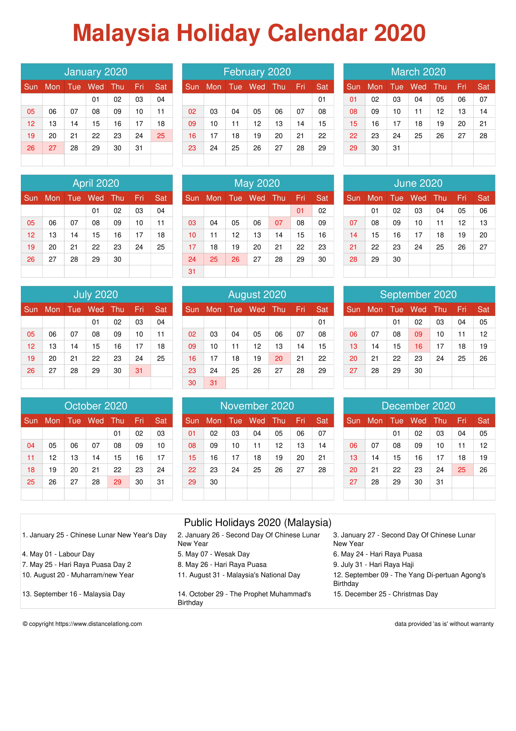 free Malaysia holiday printable calendar cheerful bright
