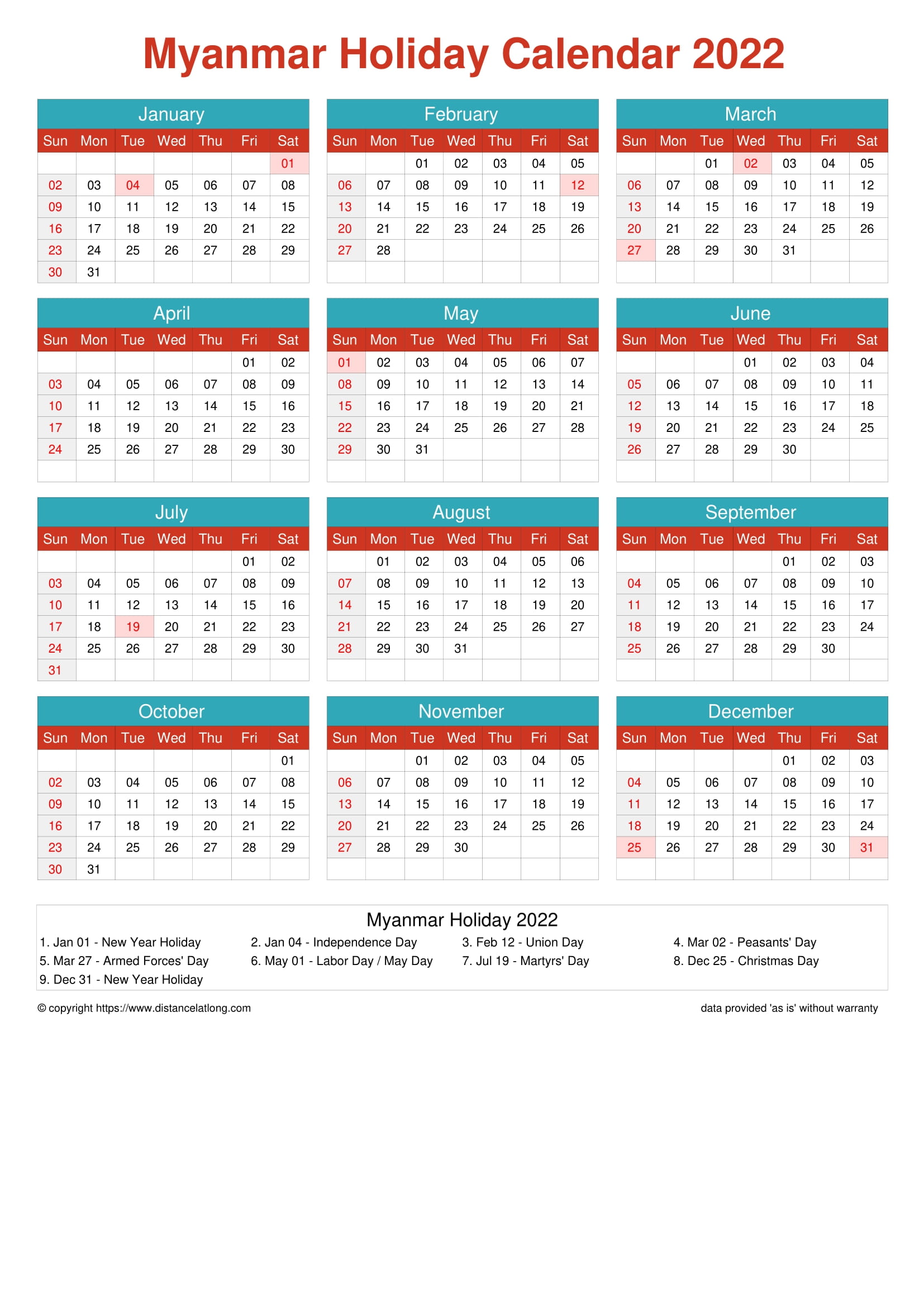 More 2022 Holiday Portrait Calendar Templates
