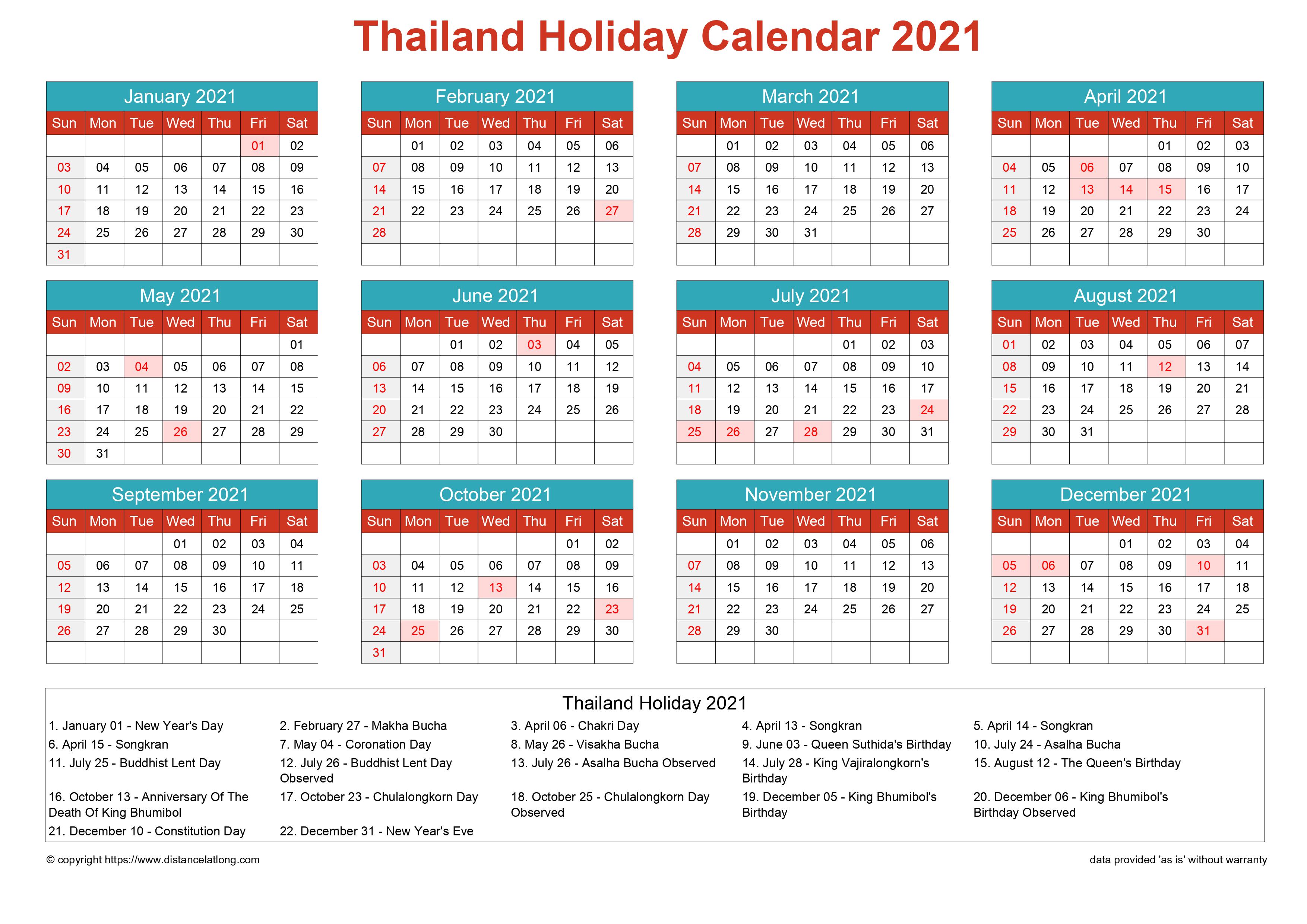 Thailand Holiday Calendar 2021 Jpg Templates Distancelatlong Com1