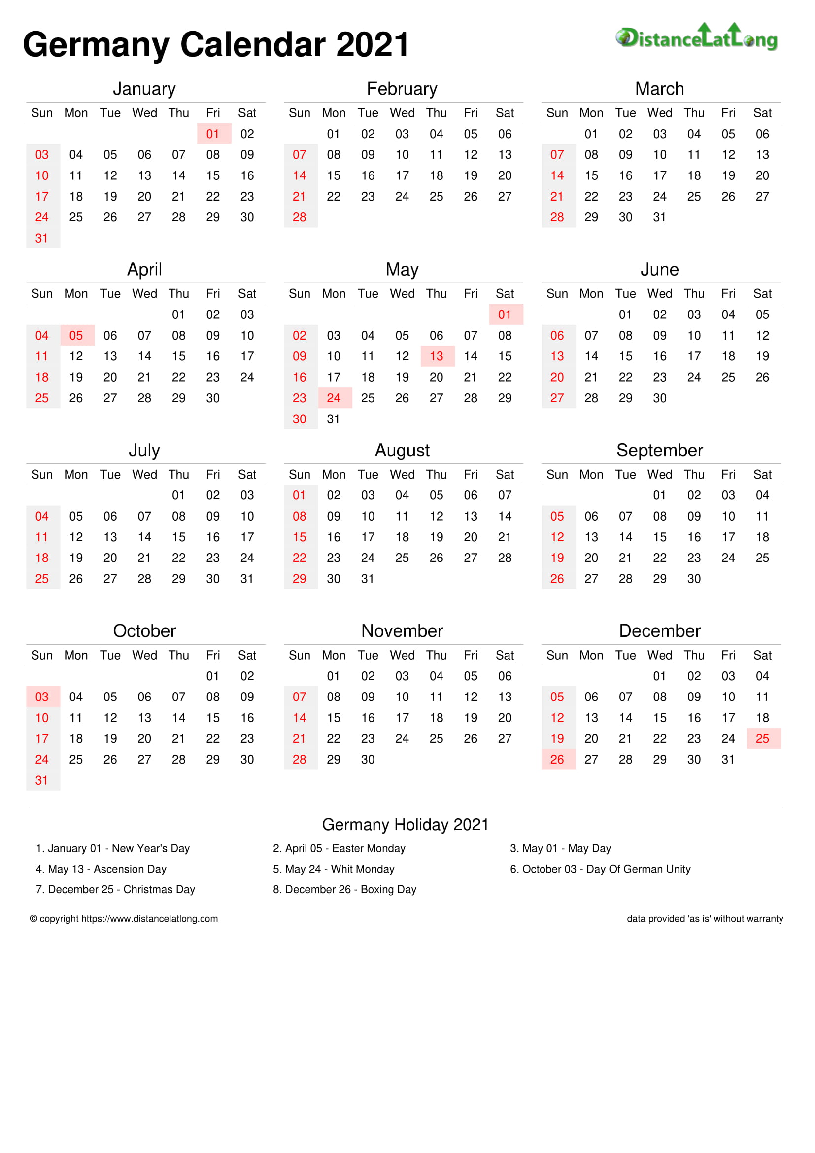 free germany national holiday printable calendar template 2021 calendar
