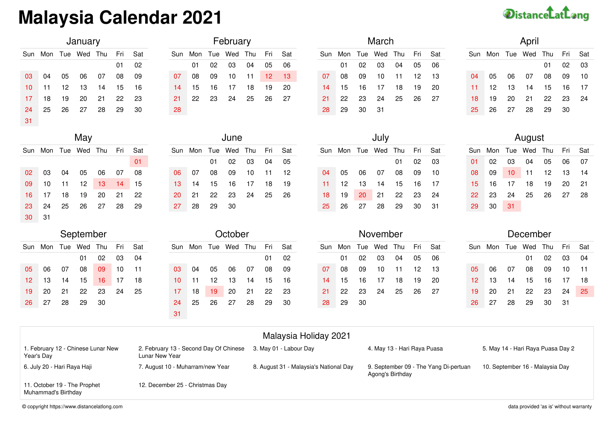 December 2021 calendar malaysia