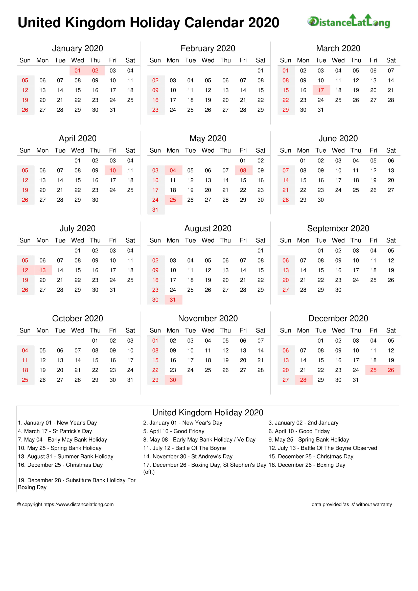 Calendar Horizintal Week Underline With Month Split Sunday To Saturday