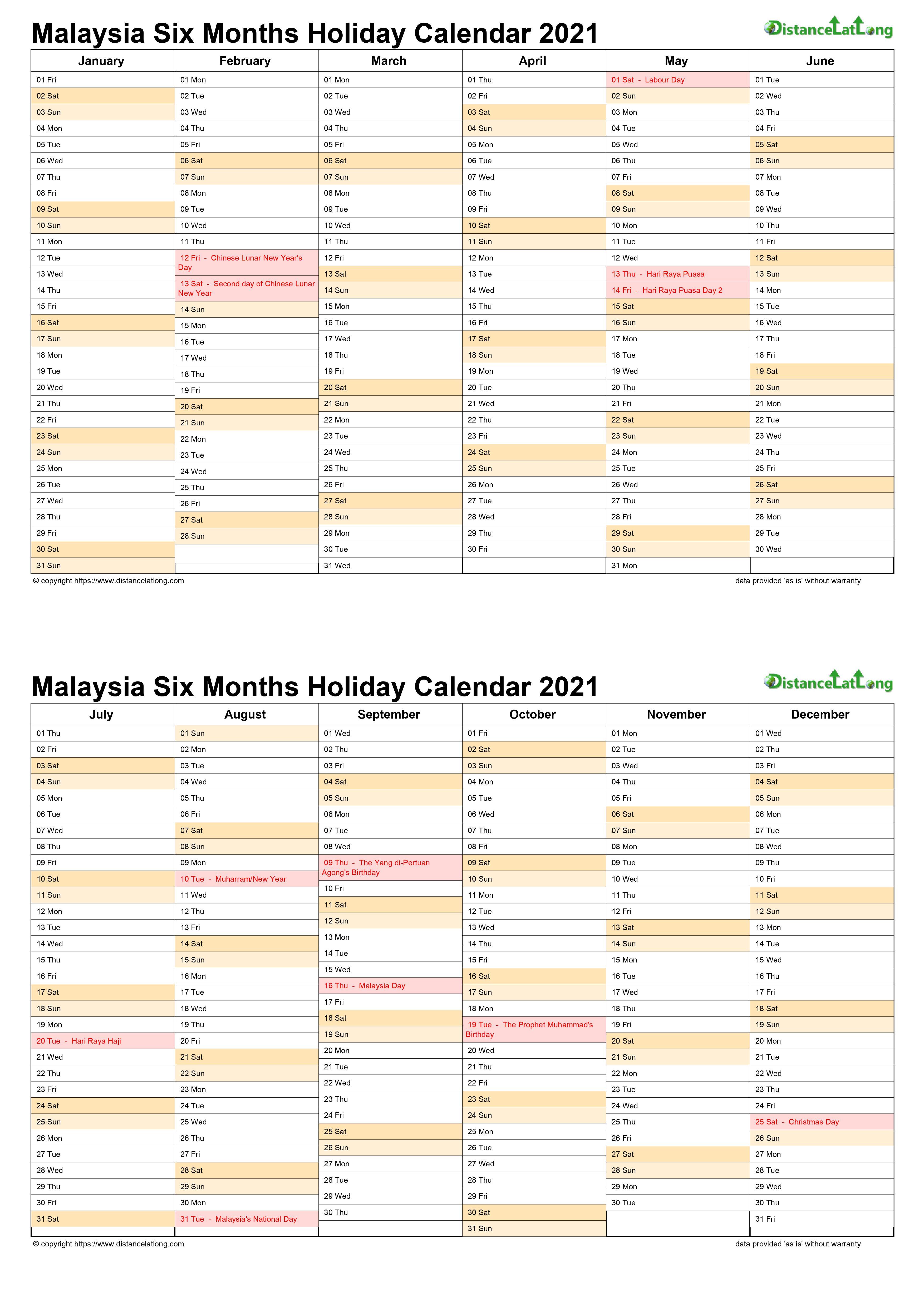Calendar 2021 malaysia