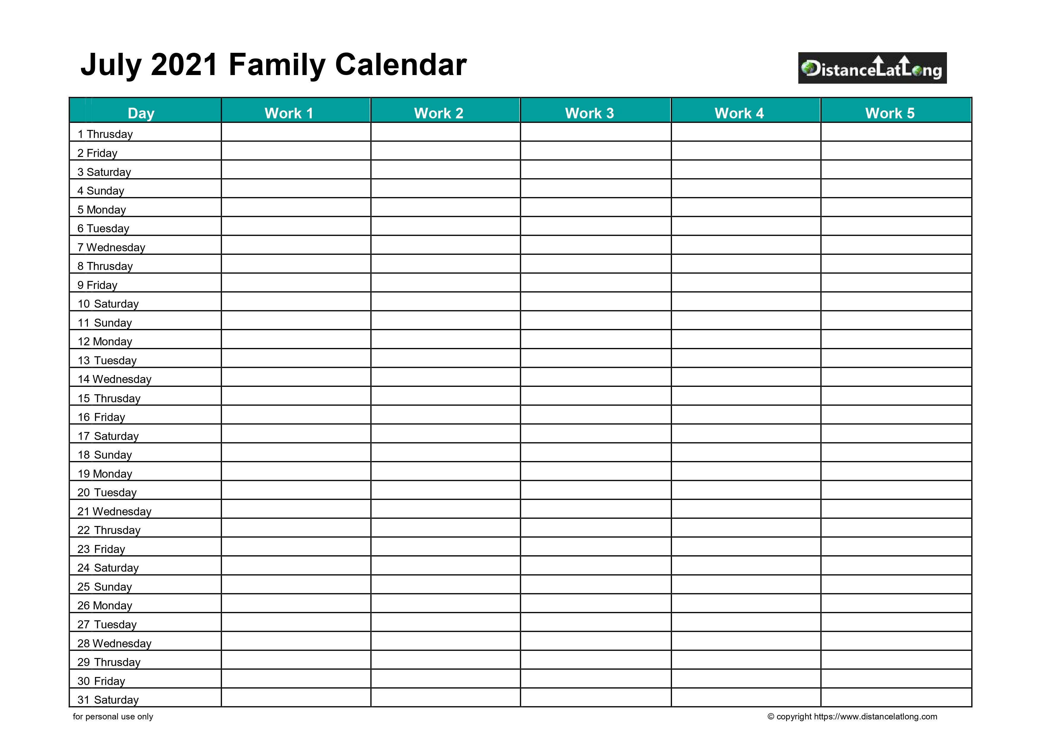 28+ Printable July 2021 Calendar Waterproof PNG