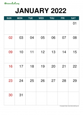 Blank Calendar Month On Each Page Blue Sun Sat Portrait 2022