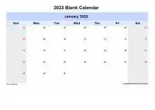 Blank Calendar Month On Each Page Sun Sat Light Blue Landscape 2023