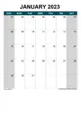 Blank Calendar Month On Each Page Sun Sat Portrait 2023