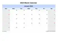 Blank Calendar Month On Each Page With Grid Note Sun Sat Landscape 2023