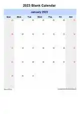 Blank Calendar Month On Each Page With Grid Note Sun Sat Portrait 2023