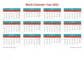 Calendar Horizintal Grid Mon Sun Blank Calendar Cheerful Bright Landscape 2022