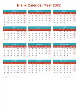 Calendar Horizintal Grid Mon Sun Blank Calendar Cheerful Bright Portrait 2022