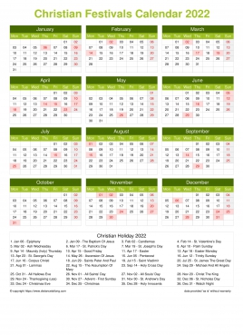 Christian Calendar 2022 Pdf Christian Religious Holiday Calendar 2022 Pdf Templates -  Distancelatlong.com