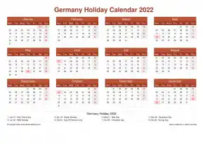 Calendar Horizintal Grid Mon Sun Germany Holiday Earth Landscape 2022