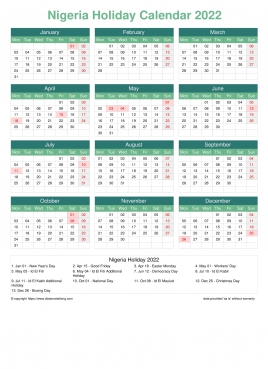Calendar Horizintal Grid Mon Sun Nigeria Holiday Watery Blue Portrait 2022