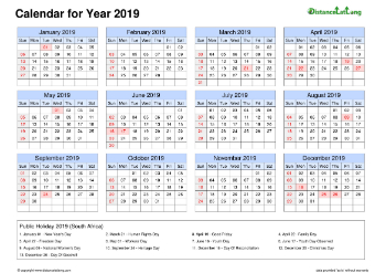 Calendar Horizintal Grid Sun Sat Bank Holiday Sa 2019