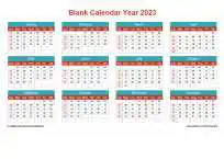 Calendar Horizintal Grid Sun Sat Blank Calendar Cheerful Bright Landscape 2023