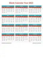 Calendar Horizintal Grid Sun Sat Blank Calendar Cheerful Bright Portrait 2023