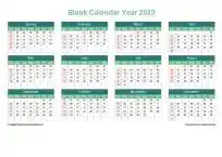 Calendar Horizintal Grid Sun Sat Blank Calendar Watery Blue Landscape 2023