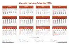 Calendar Horizintal Grid Sun Sat Canada Holiday Earth Landscape 2023
