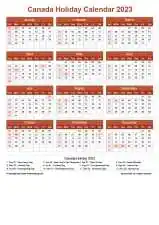 Calendar Horizintal Grid Sun Sat Canada Holiday Earth Portrait 2023