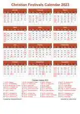 Calendar Horizintal Grid Sun Sat Christian Holiday A4 Portrait Earth 2023
