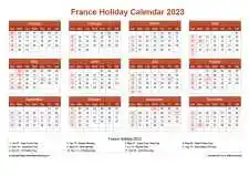 Calendar Horizintal Grid Sun Sat France Holiday Earth Landscape 2023