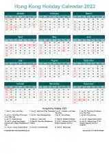 Calendar Horizintal Grid Sun Sat Hong Kong Holiday Cool Blue Portrait 2023