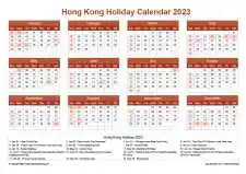 Calendar Horizintal Grid Sun Sat Hong Kong Holiday Earth Landscape 2023