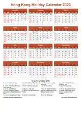 Calendar Horizintal Grid Sun Sat Hong Kong Holiday Earth Portrait 2023