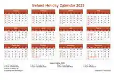 Calendar Horizintal Grid Sun Sat Ireland Holiday Earth Landscape 2023