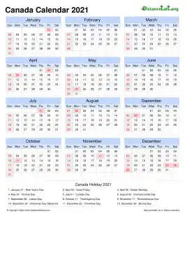 Calendar Horizintal Grid Sun Sat National Holiday Canada Portrait 2021
