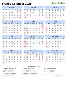 Calendar Horizintal Grid Sun Sat National Holiday France Portrait 2021