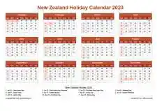 Calendar Horizintal Grid Sun Sat New Zealand Holiday Earth Landscape 2023