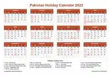 Calendar Horizintal Grid Sun Sat Pakistan Holiday Earth Landscape 2023