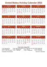 Calendar Horizintal Grid Sun Sat United States Holiday Earth Portrait 2023