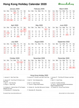Calendar Horizintal Month Week Covered Line Sun Sat Holiday Hong Kong Portrait 2020