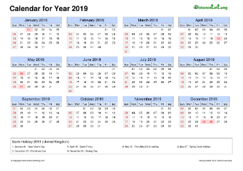 Calendar Horizintal Month Week Grid Sun Sat Federal Holiday Uk 2019