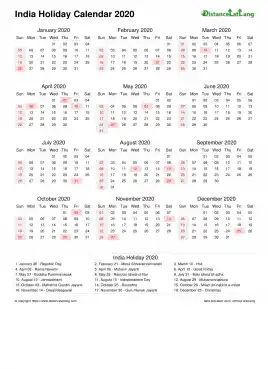 Calendar Horizintal Month Week Underline Sun Sat Holiday India Portrait 2020
