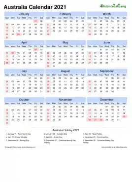 Calendar Horizintal Tbl Outer Border Sun Sat National Holiday Australia Portrait 2021