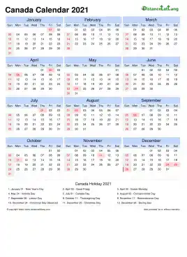 Calendar Horizintal Tbl Outer Border Sun Sat National Holiday Canada Portrait 2021