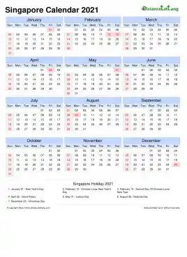 Calendar Horizintal Tbl Outer Border Sun Sat National Holiday Singapore Portrait 2021