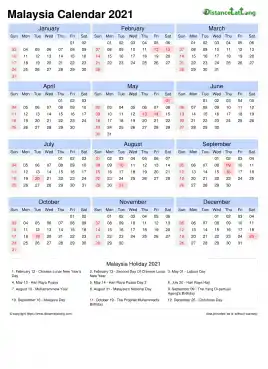 Calendar Horizintal Tbl Outer Border Sun Sat Public Holiday Malaysia Portrait 2021