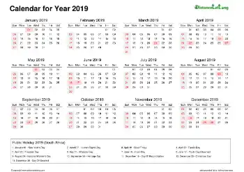Calendar Horizintal Week Covered Line Grid Sun Sat Federal Holiday Sa 2019
