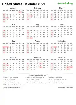 Calendar Horizintal Week Covered Line Grid Sun Sat Federal Holiday United States Portrait 2021