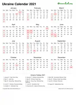 Calendar Horizintal Week Underline Sun Sat National Holiday Ukraine Portrait 2021