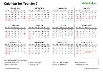 Calendar Horizintal Week Underline With Month Split Sun Sat Federal Holiday Auz 2019