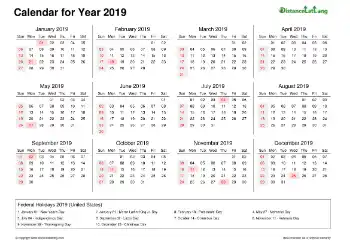 Calendar Horizintal Week Underline With Month Split Sun Sat Federal Holiday Us 2019